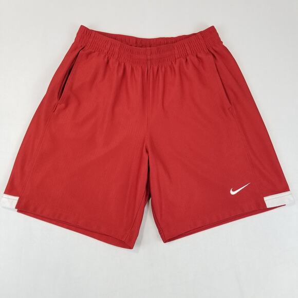 VTG Nike Basketball Shorts Mens Med Red Shiny Dazzle 9" Pockets Drawstring Y2K - Picture 12 of 12